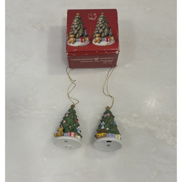 Nikko Christmastime Christmas Tree Ornament Set Of 2 Made in Korea VTG with box - Picture 11 of 11